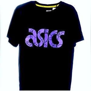 ASICS Tiger Black Short Sleeve Logo Tee Sz S/P NWT